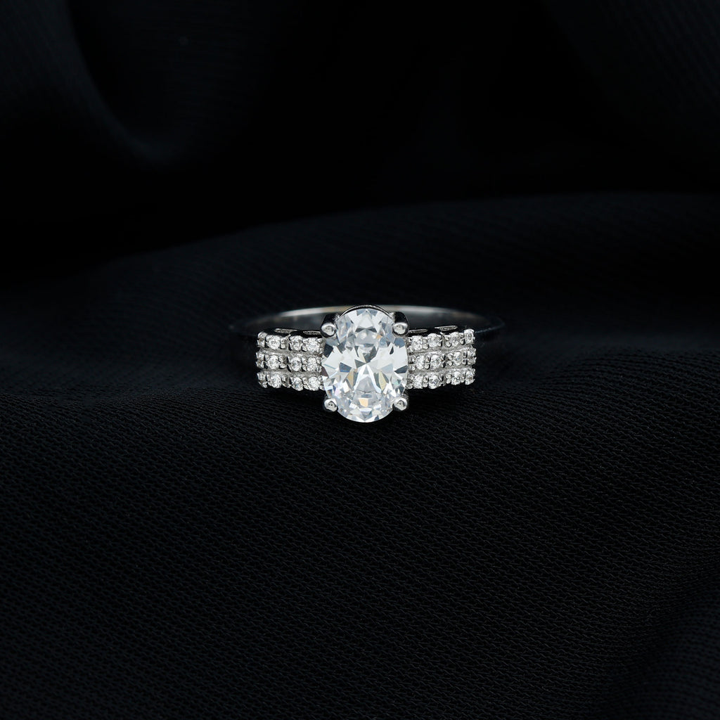Oval Shaped Moissanite Designer Bow Engagement Ring D-VS1 6X8 MM - Sparkanite Jewels