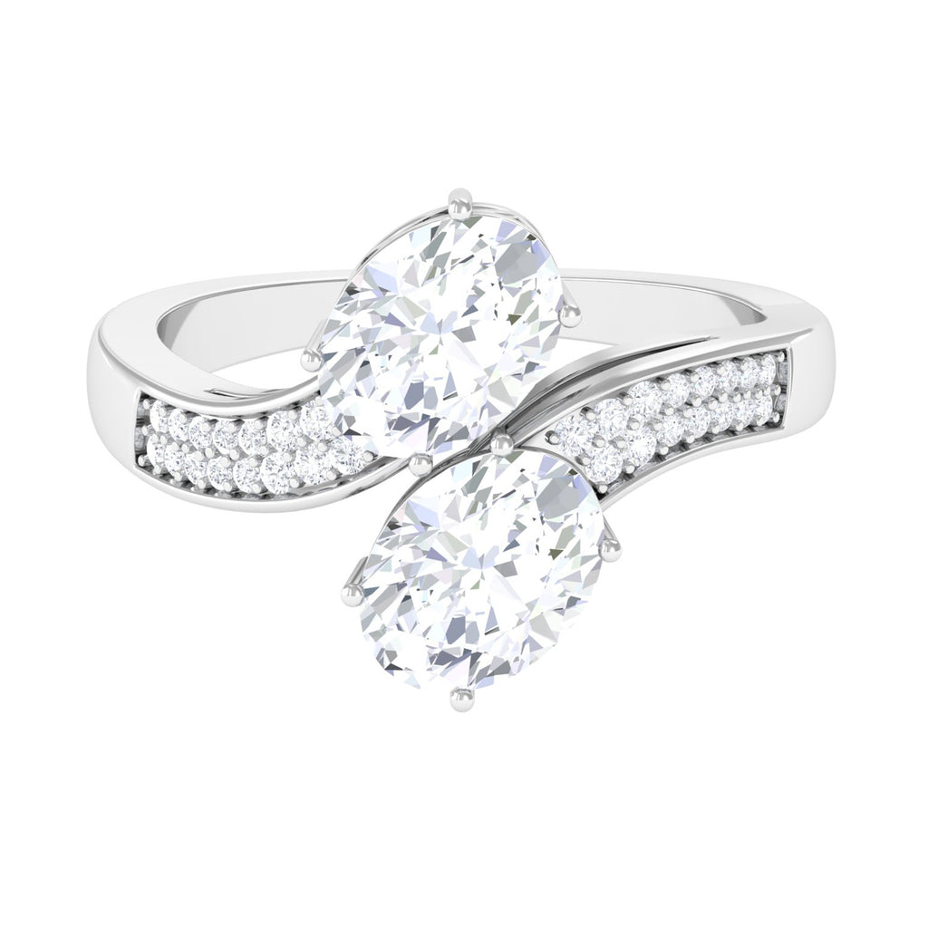 Oval Moissanite Toi Et Moi Wrap Style Ring D-VS1 - Sparkanite Jewels