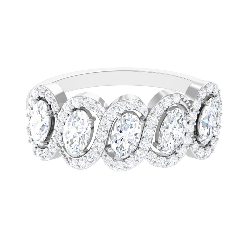 Oval Moissanite Designer Half Eternity Band Ring D-VS1 - Sparkanite Jewels