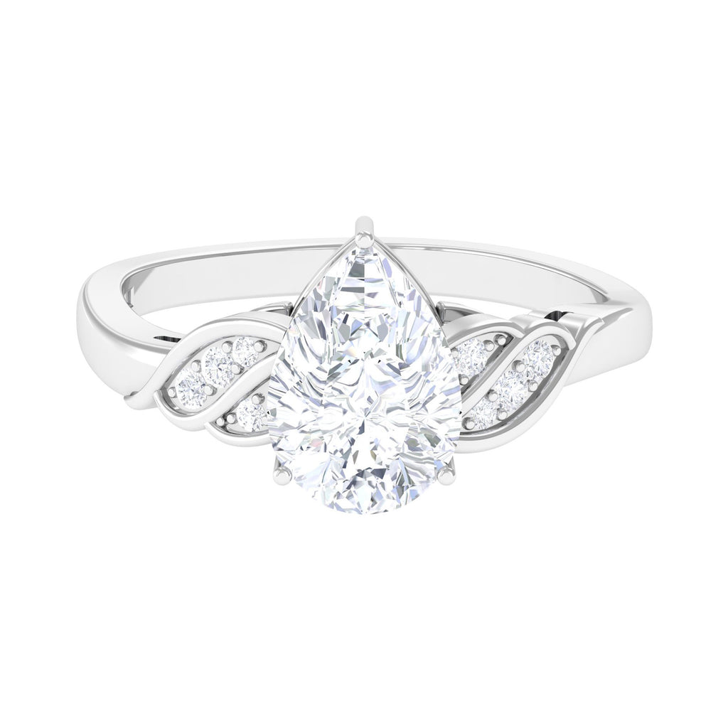 Pear Shape Moissanite Solitaire Engagement Ring D-VS1 7X10 MM - Sparkanite Jewels