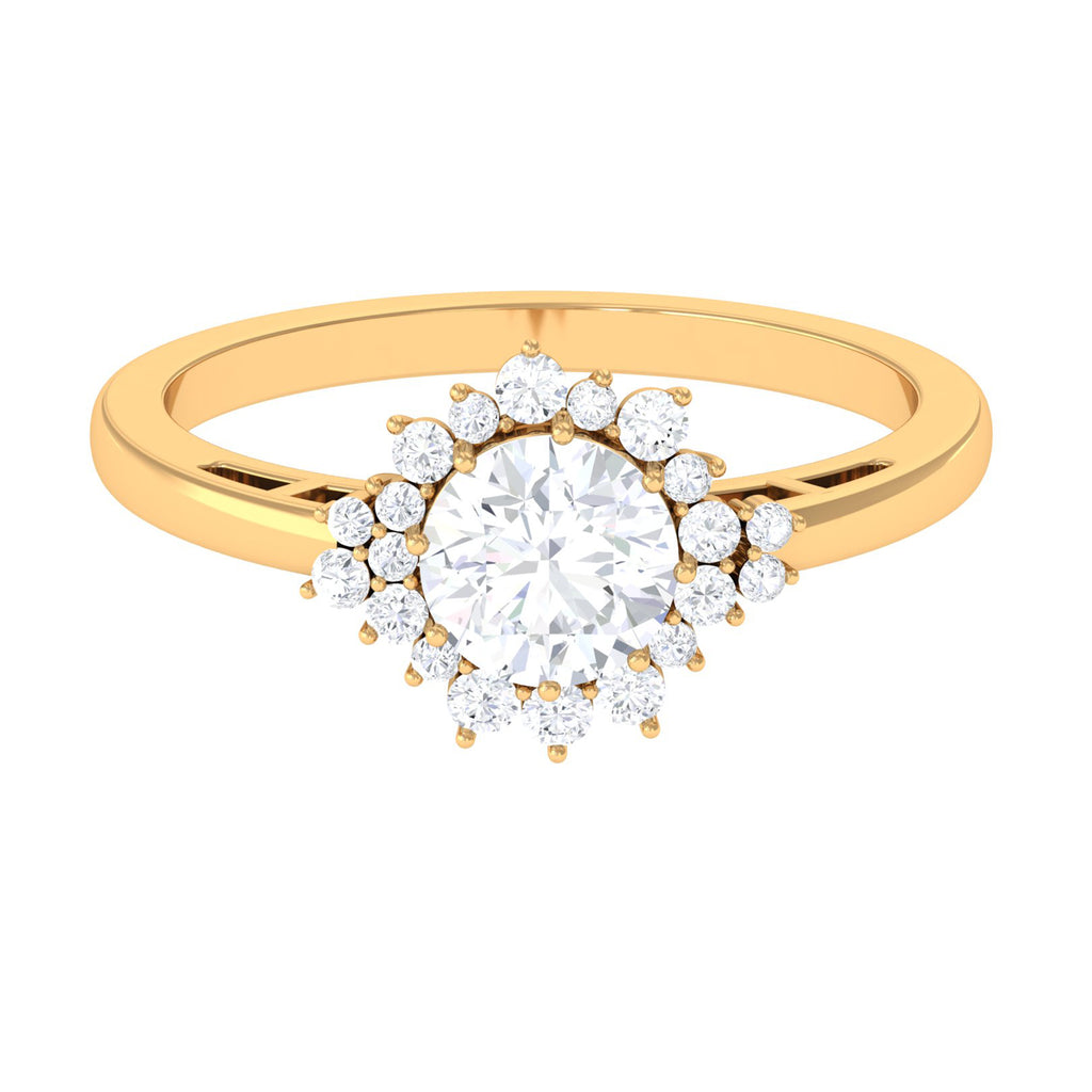 Round Moissanite Halo Promise Ring D-VS1 6 MM - Sparkanite Jewels