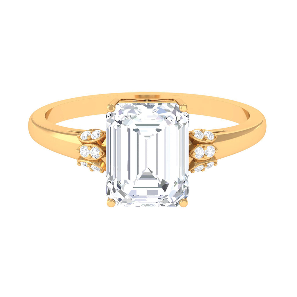 Vintage Inspired Emerald Cut Moissanite Solitaire Engagement Ring D-VS1 7X9 MM - Sparkanite Jewels