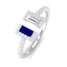 Minimal Moissanite Cuff Ring with Blue Sapphire D-VS1 - Sparkanite Jewels