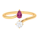 Moissanite Two Stone Promise Ring with Pink Tourmaline D-VS1 - Sparkanite Jewels