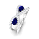 Certified Moissanite Infinity Promise Ring with Blue Sapphire D-VS1 - Sparkanite Jewels