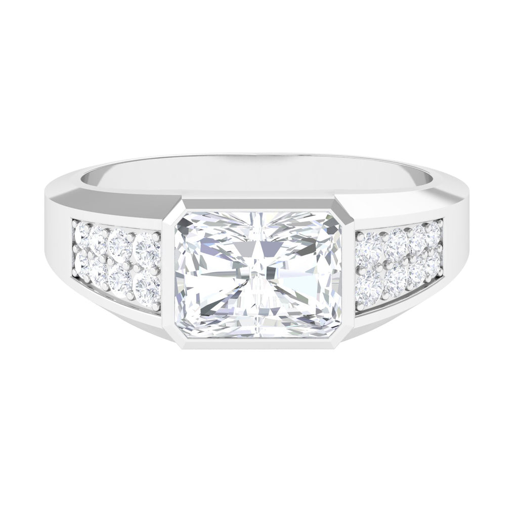 Classic Emerald Cut Moissanite Solitaire Engagement Ring for Men D-VS1 - Sparkanite Jewels