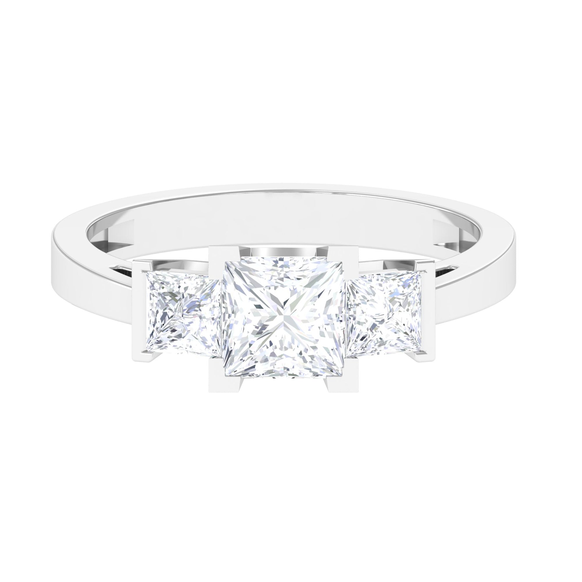 Princess Cut Moissanite Three Stone Engagement Ring D-VS1 - Sparkanite Jewels