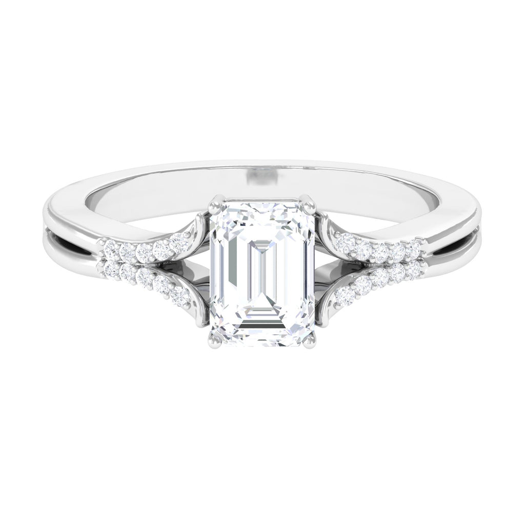 Emerald Cut Moissanite Solitaire Engagement Ring D-VS1 7X5 MM - Sparkanite Jewels