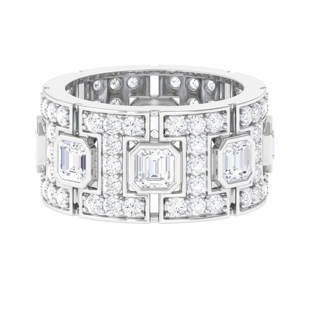 Asscher Cut Moissanite Wedding Band Ring D-VS1 - Sparkanite Jewels