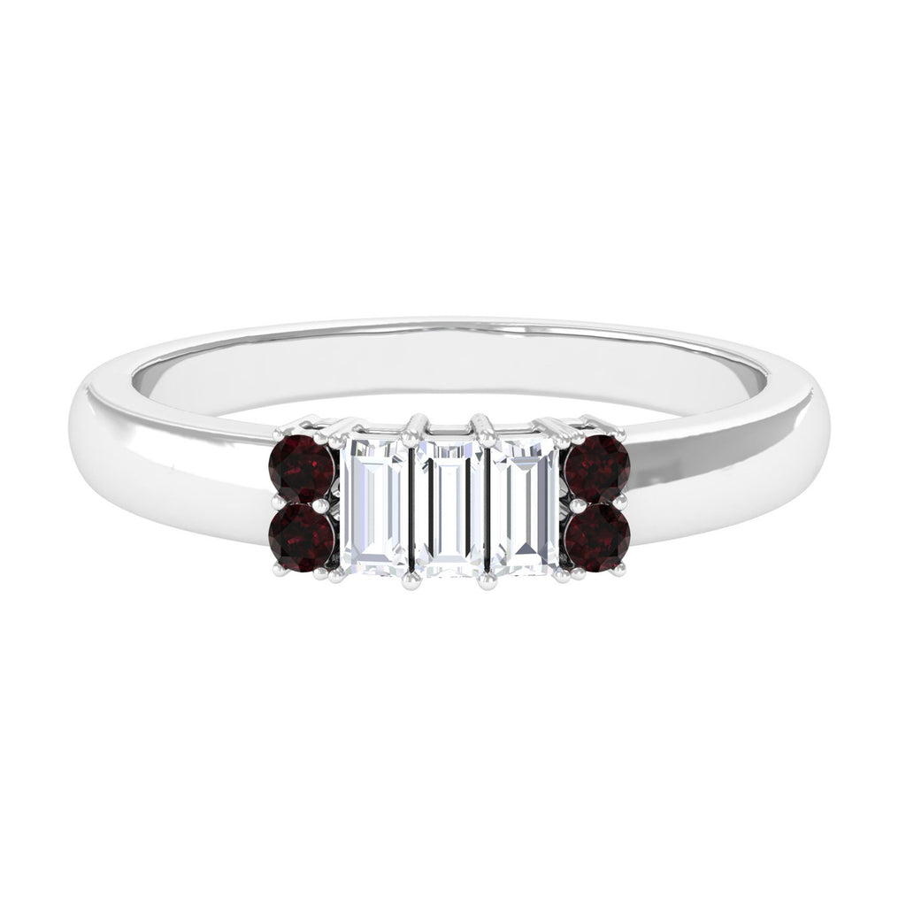 Certified Moissanite Promise Ring with Garnet D-VS1 - Sparkanite Jewels