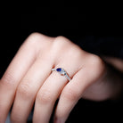 Minimal Toi Et Moi Promise Ring with Moissanite and Blue Sapphire D-VS1 - Sparkanite Jewels