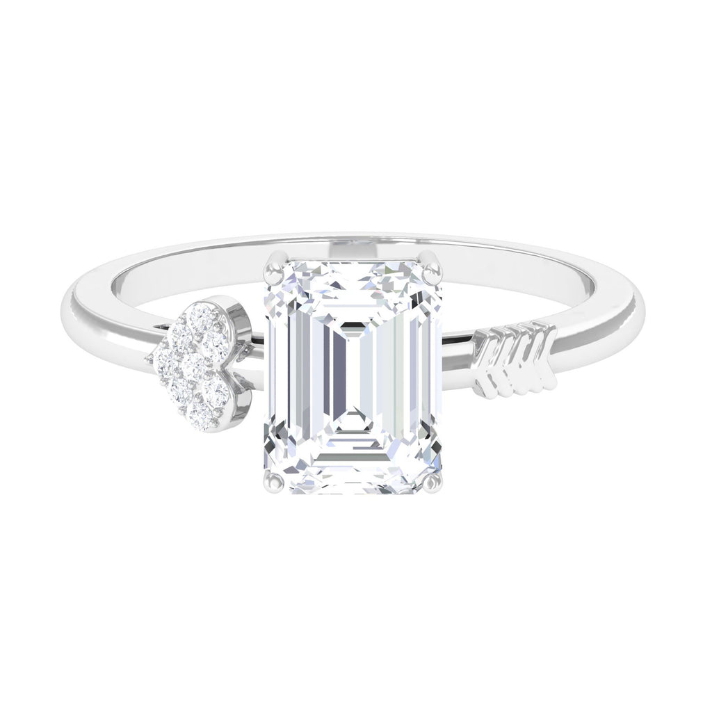 Emerald Cut Moissanite Solitaire Promise Ring D-VS1 6X8 MM - Sparkanite Jewels