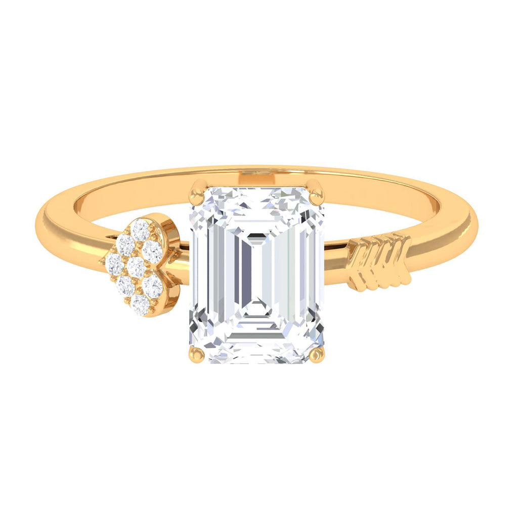 Emerald Cut Moissanite Solitaire Promise Ring D-VS1 6X8 MM - Sparkanite Jewels