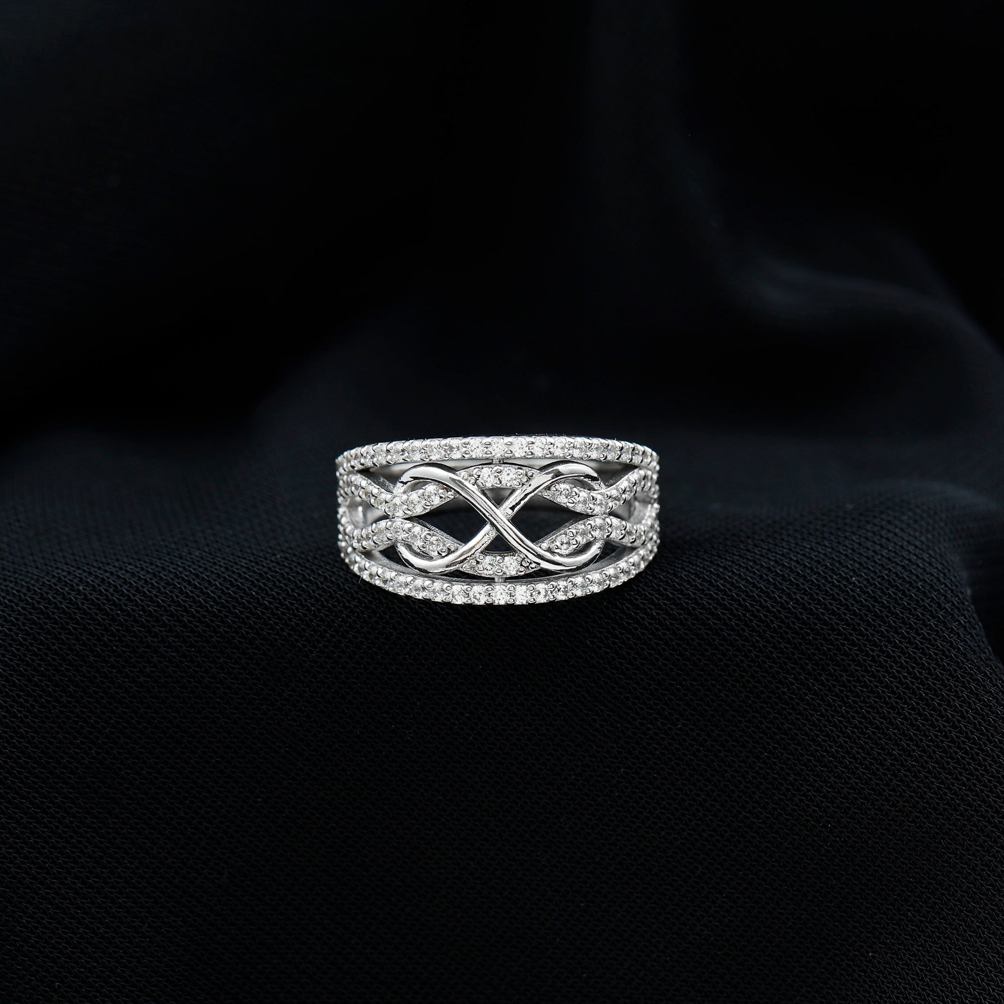 Moissanite Designer Infinity Anniversary Band Ring D-VS1 - Sparkanite Jewels