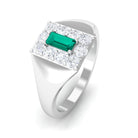 Classic Moissanite and Emerald Ring for Men D-VS1 - Sparkanite Jewels