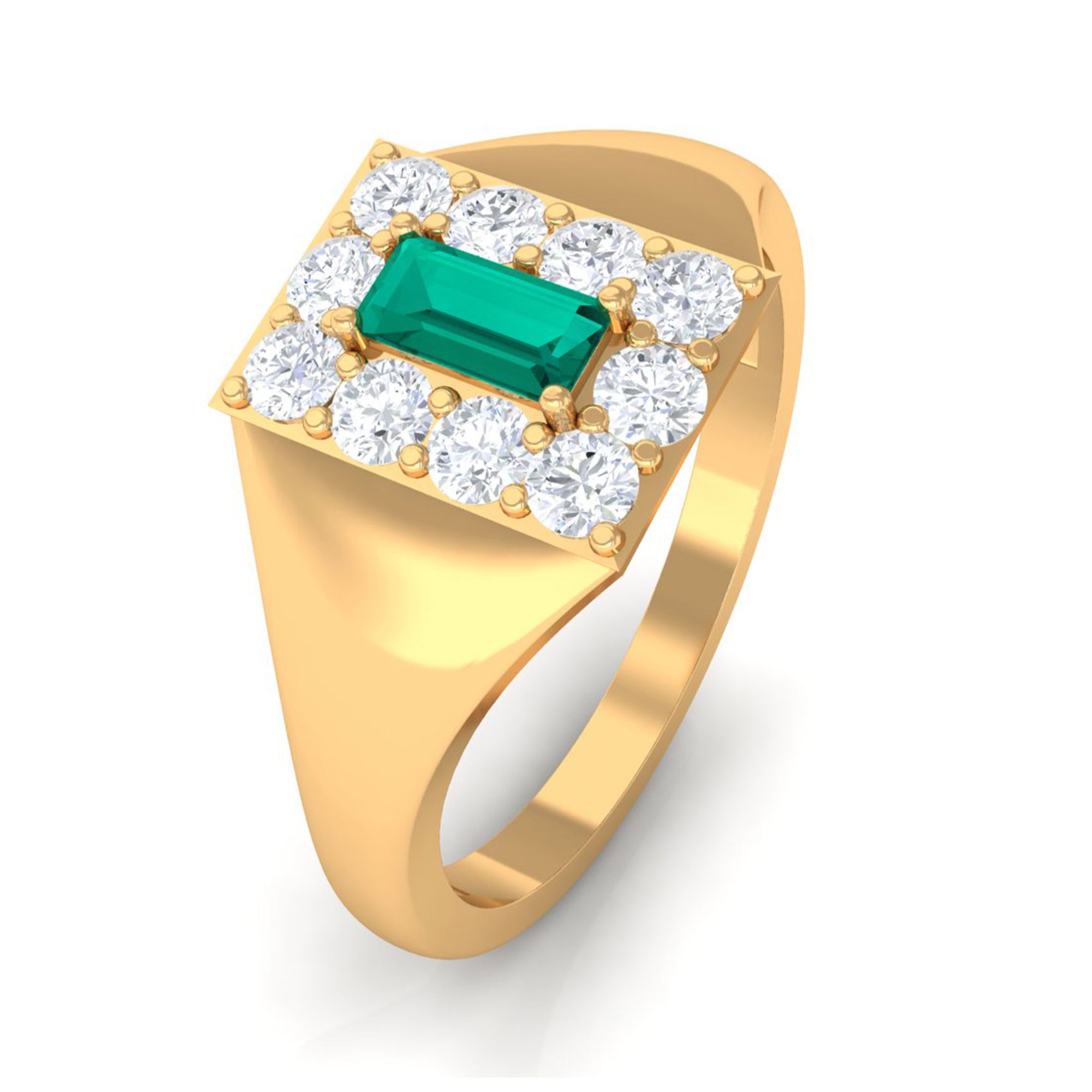 Classic Moissanite and Emerald Ring for Men D-VS1 - Sparkanite Jewels