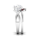 Round Moissanite Designer Ring Set with Garnet D-VS1 8 MM - Sparkanite Jewels