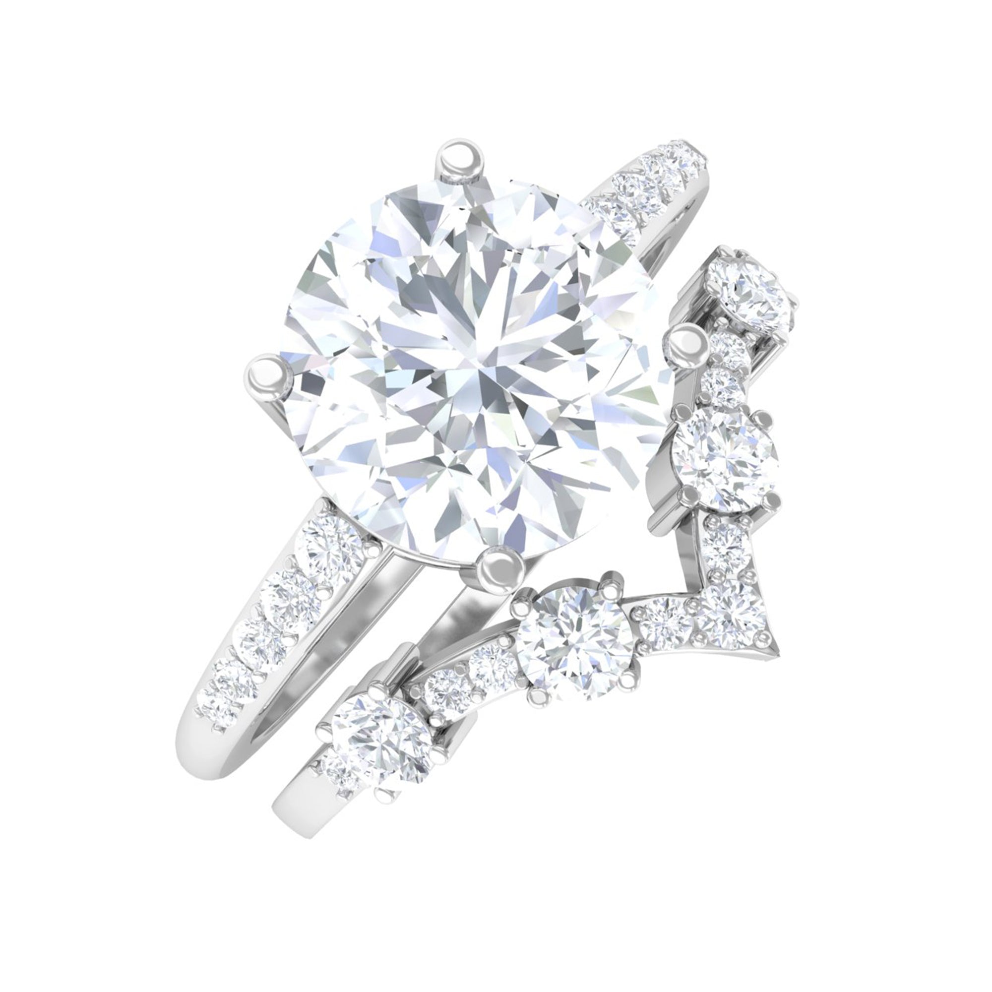 Moissanite Classic Wedding Ring Set D-VS1 8 MM - Sparkanite Jewels