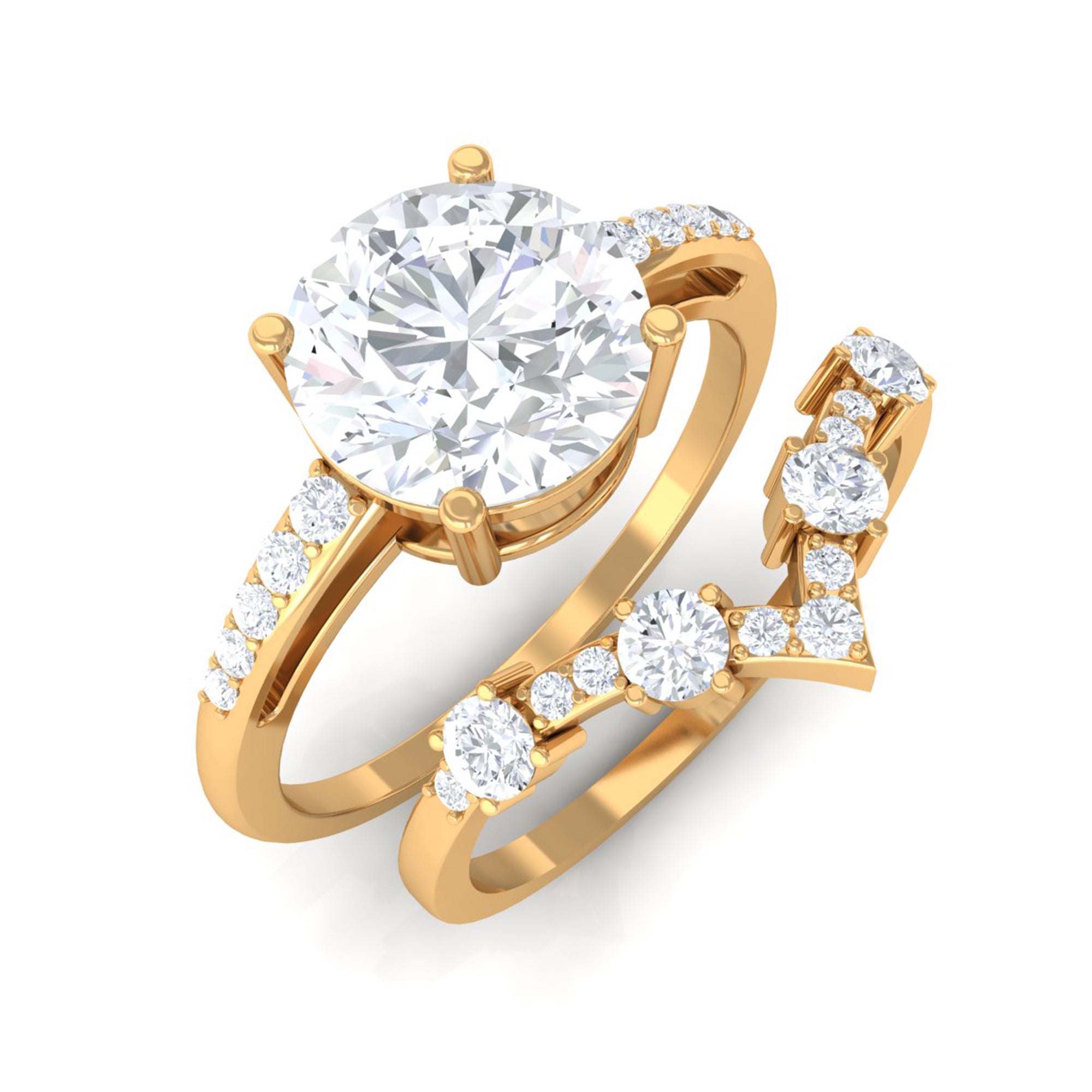 Moissanite Classic Wedding Ring Set D-VS1 8 MM - Sparkanite Jewels
