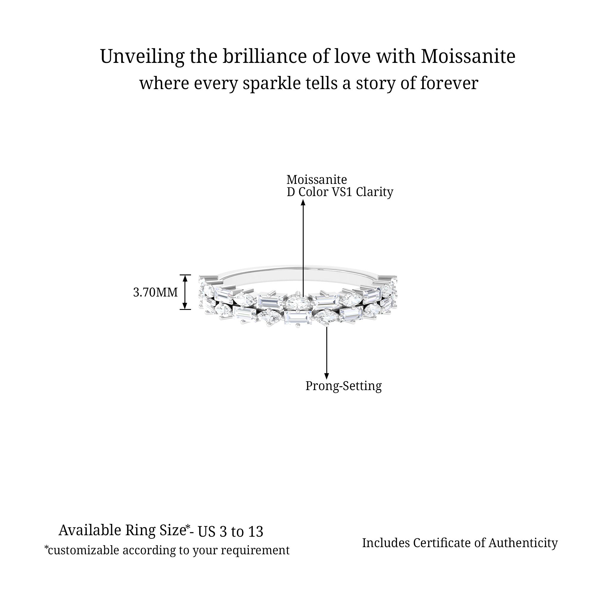 Certified Moissanite Minimal Half Eternity Ring D-VS1 - Sparkanite Jewels