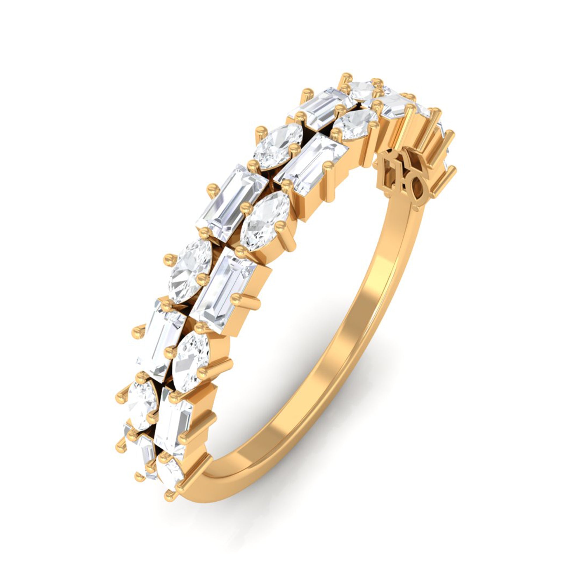 Certified Moissanite Minimal Half Eternity Ring D-VS1 - Sparkanite Jewels