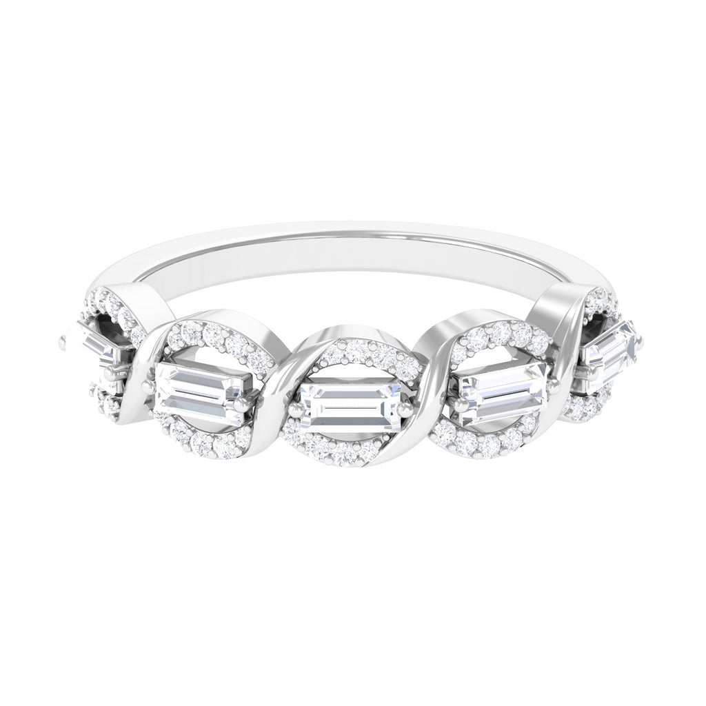 Designer Half Eternity Anniversary Ring with Certified Moissanite D-VS1 - Sparkanite Jewels