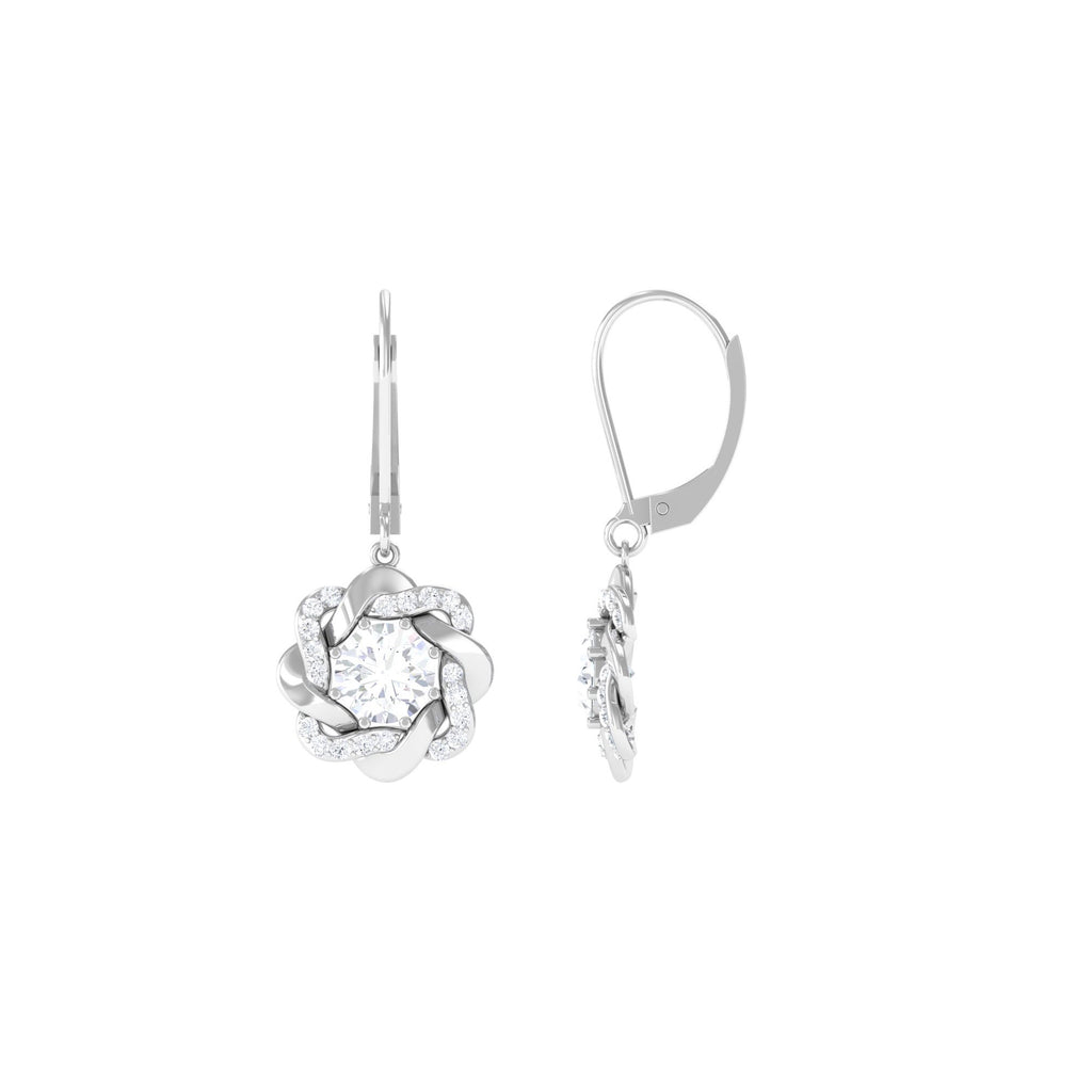 Floral Inspired Moissanite Drop Earrings D-VS1 - Sparkanite Jewels