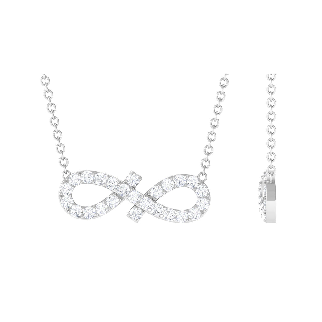 Pave Set Moissanite Minimal Infinity Necklace D-VS1 - Sparkanite Jewels