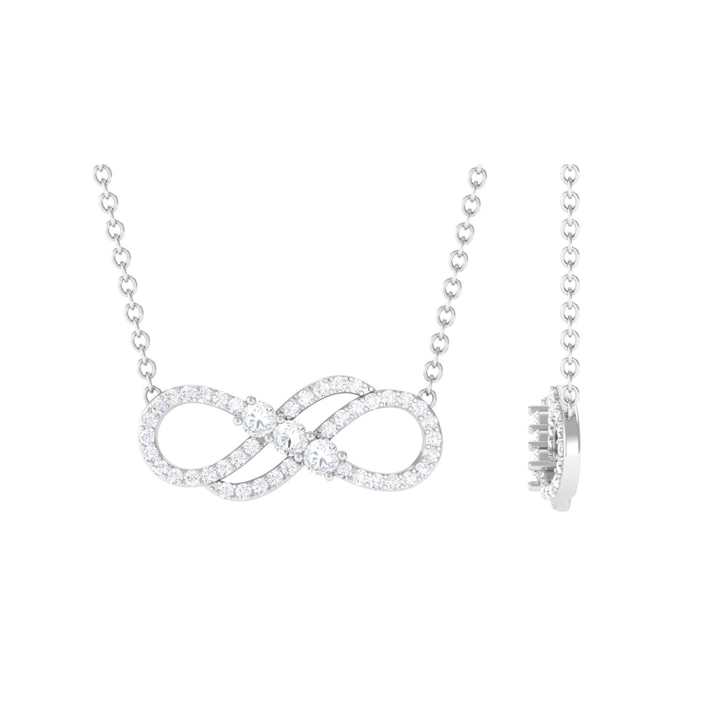 Minimal Moissanite Infinity Necklace in Pave Setting D-VS1 - Sparkanite Jewels