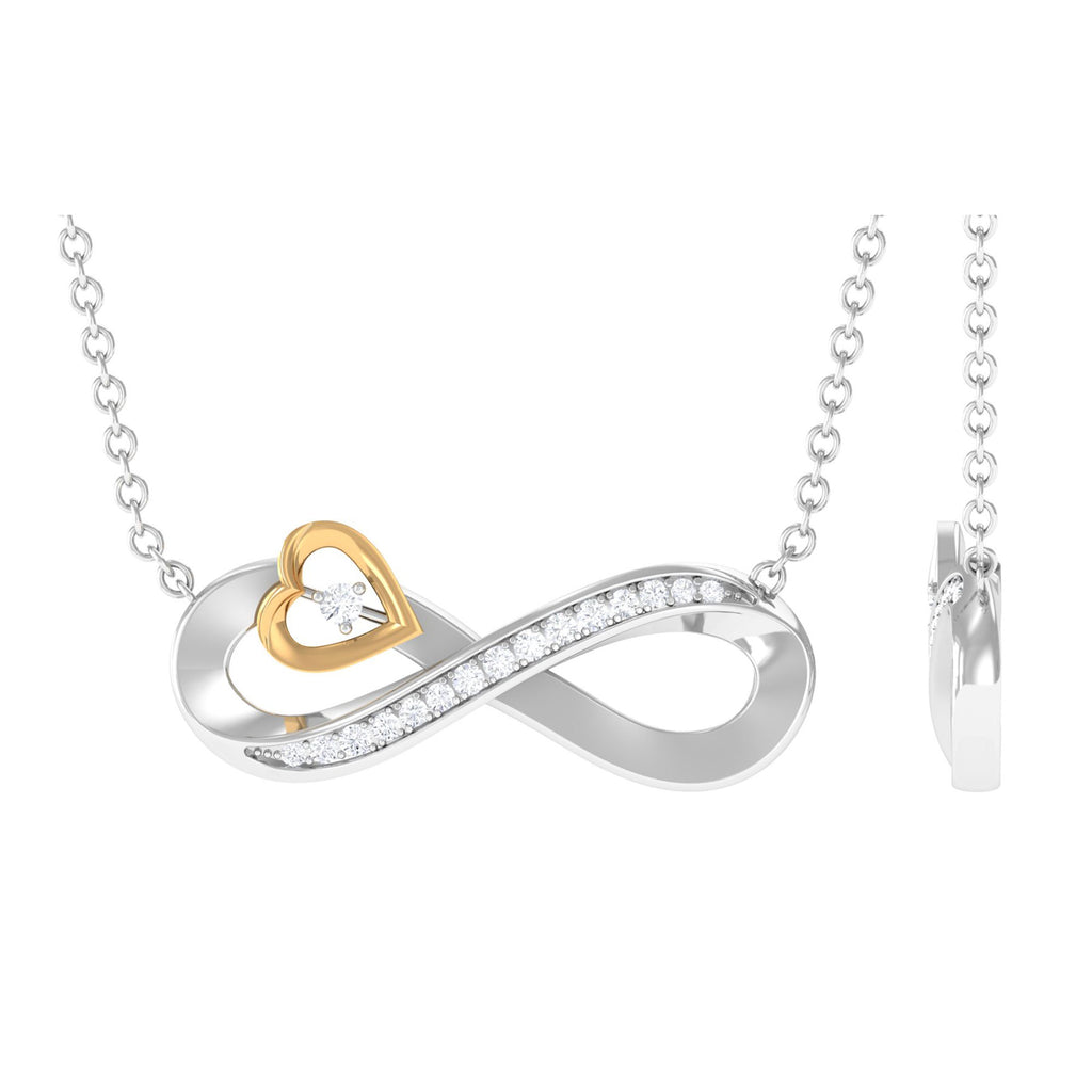 Minimal Infinity Heart Necklace with Certified Moissanite D-VS1 - Sparkanite Jewels