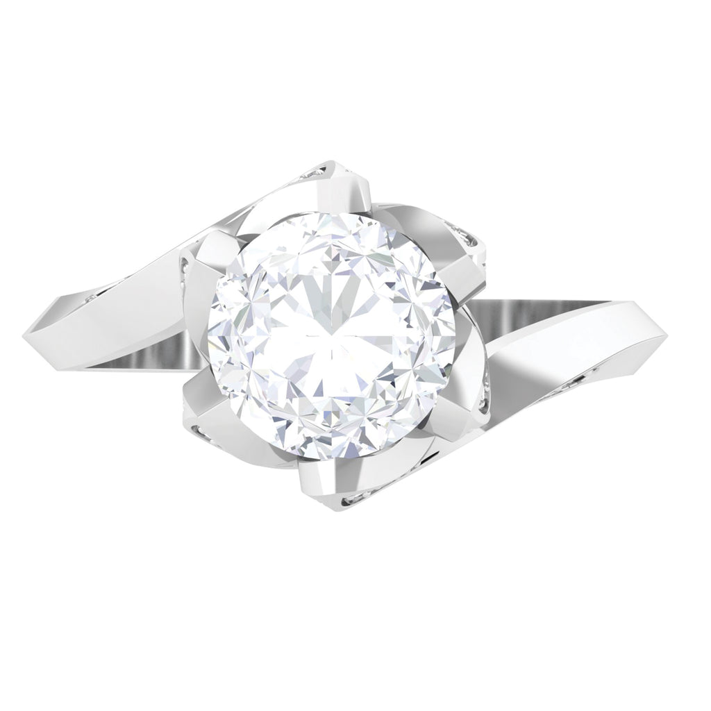 Floral Inspired Moissanite Solitaire Bypass Engagement Ring D-VS1 - Sparkanite Jewels